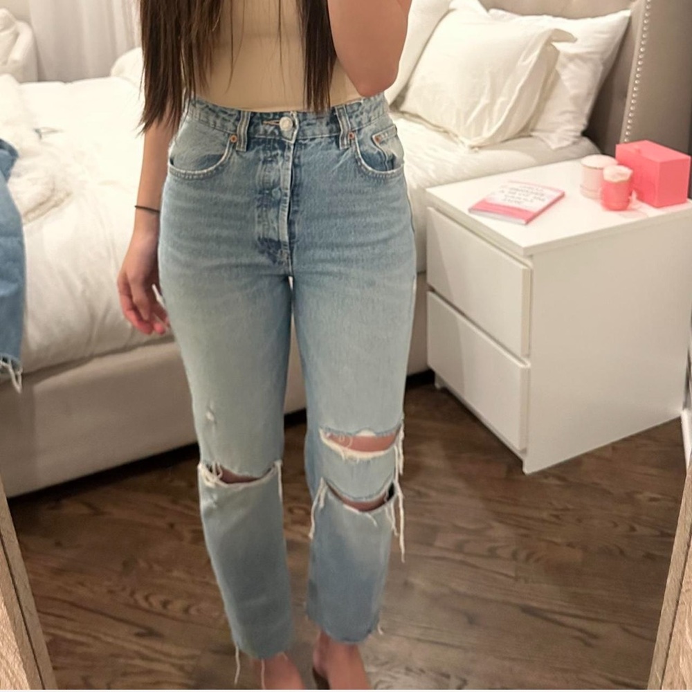ZARA Light Blue Distressed Jeans